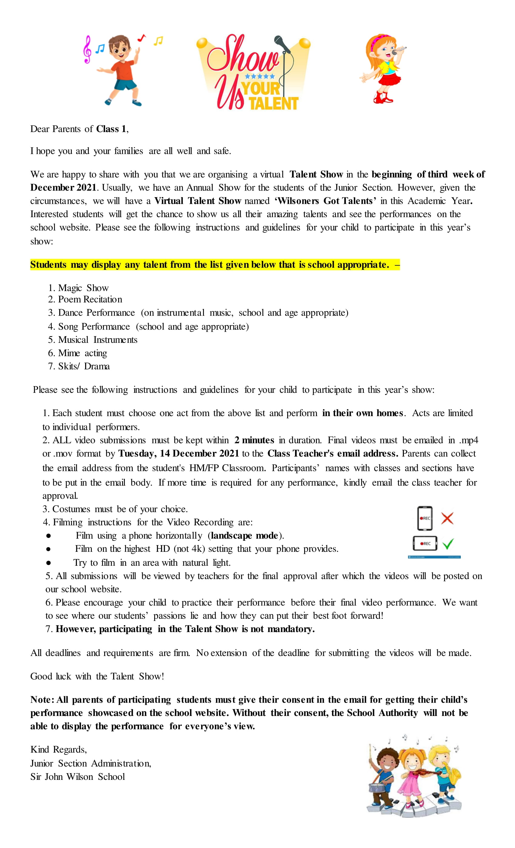 Class 1- Talent Show Notice-1