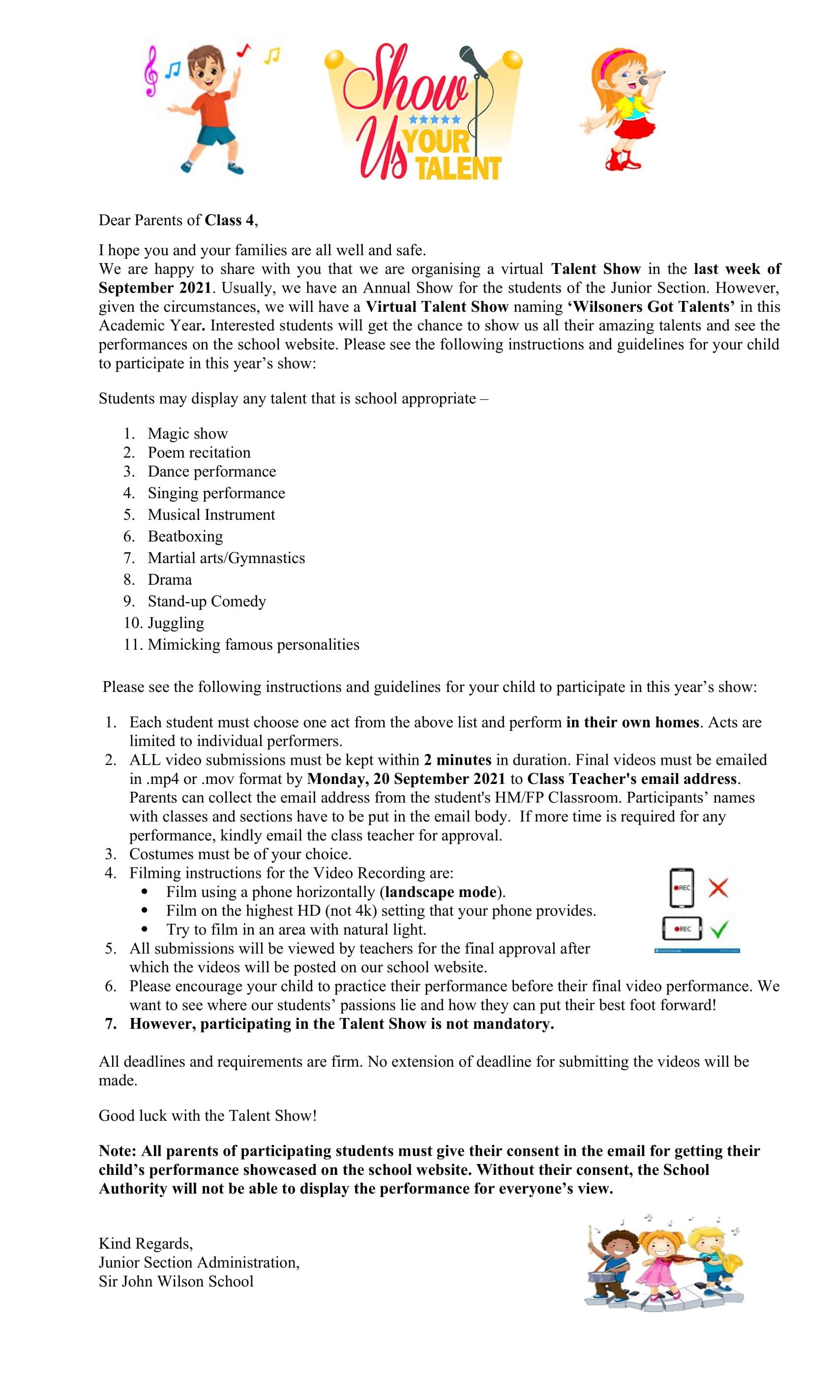 Class 4- Talent Show Notice Final for SS tf-1
