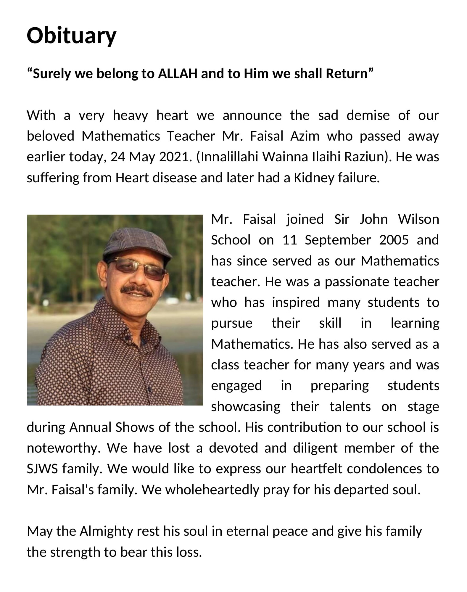 Obituary  Faisal Azim 24 May 2021-1